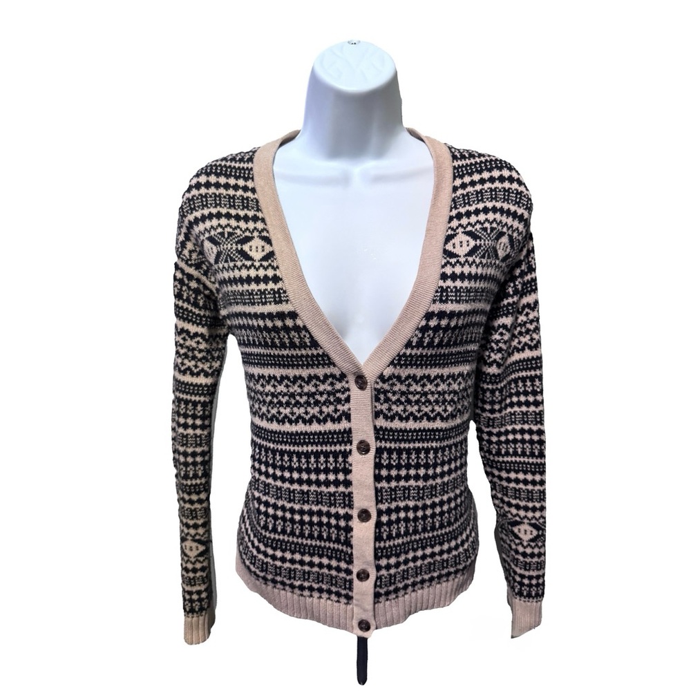 Gap Women's Black/Cream Button Up Cardigan